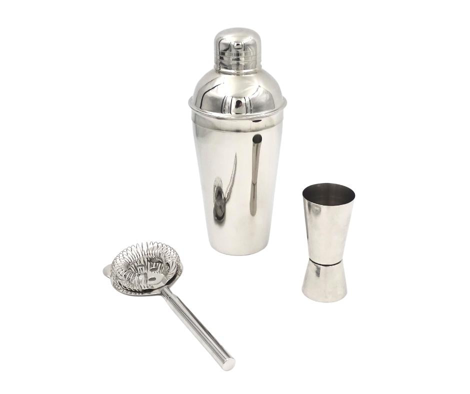 Bartender Set – 3 Pieces Shaker Jigger Strainer - BS48171