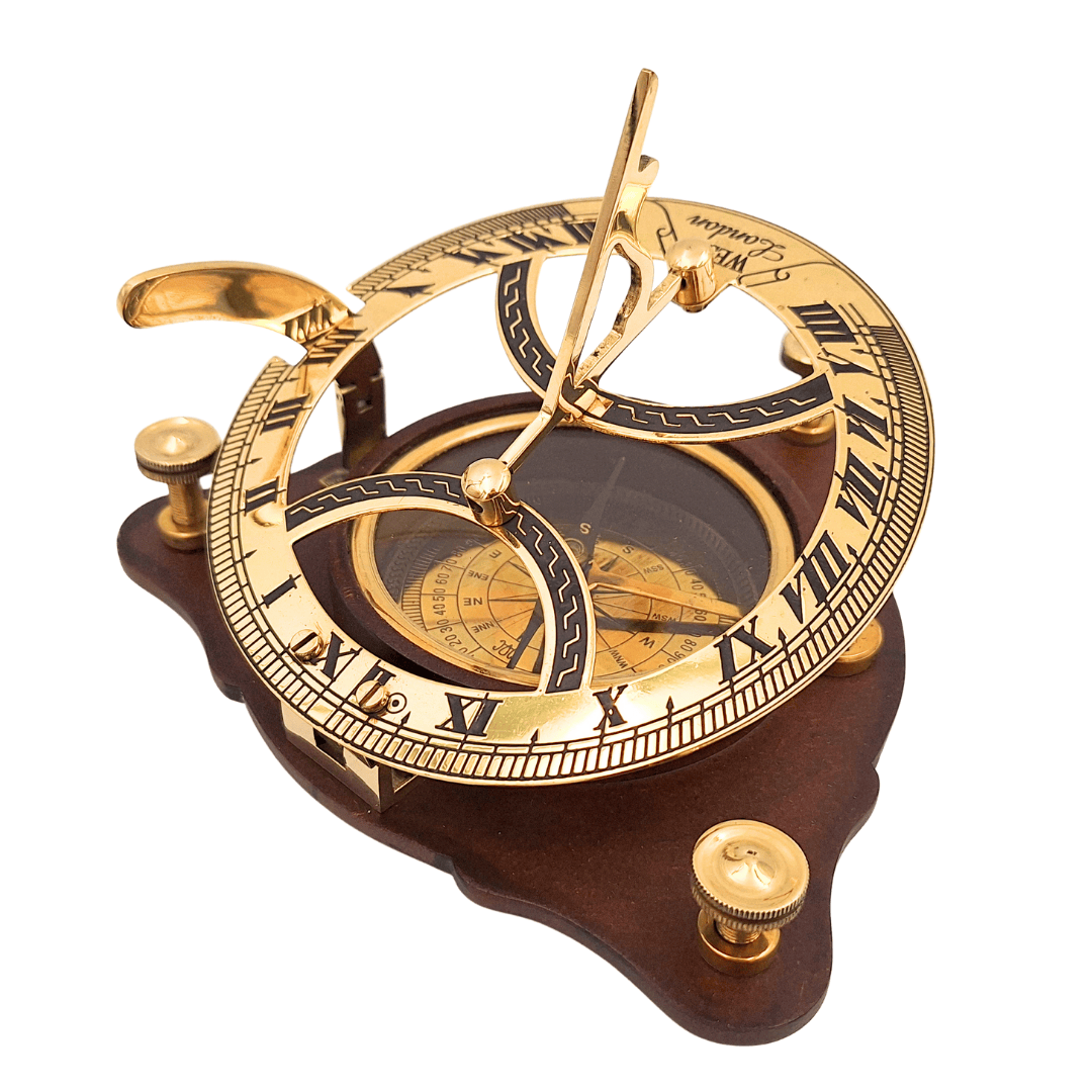Sundial with Compass on a Wooden Base C064