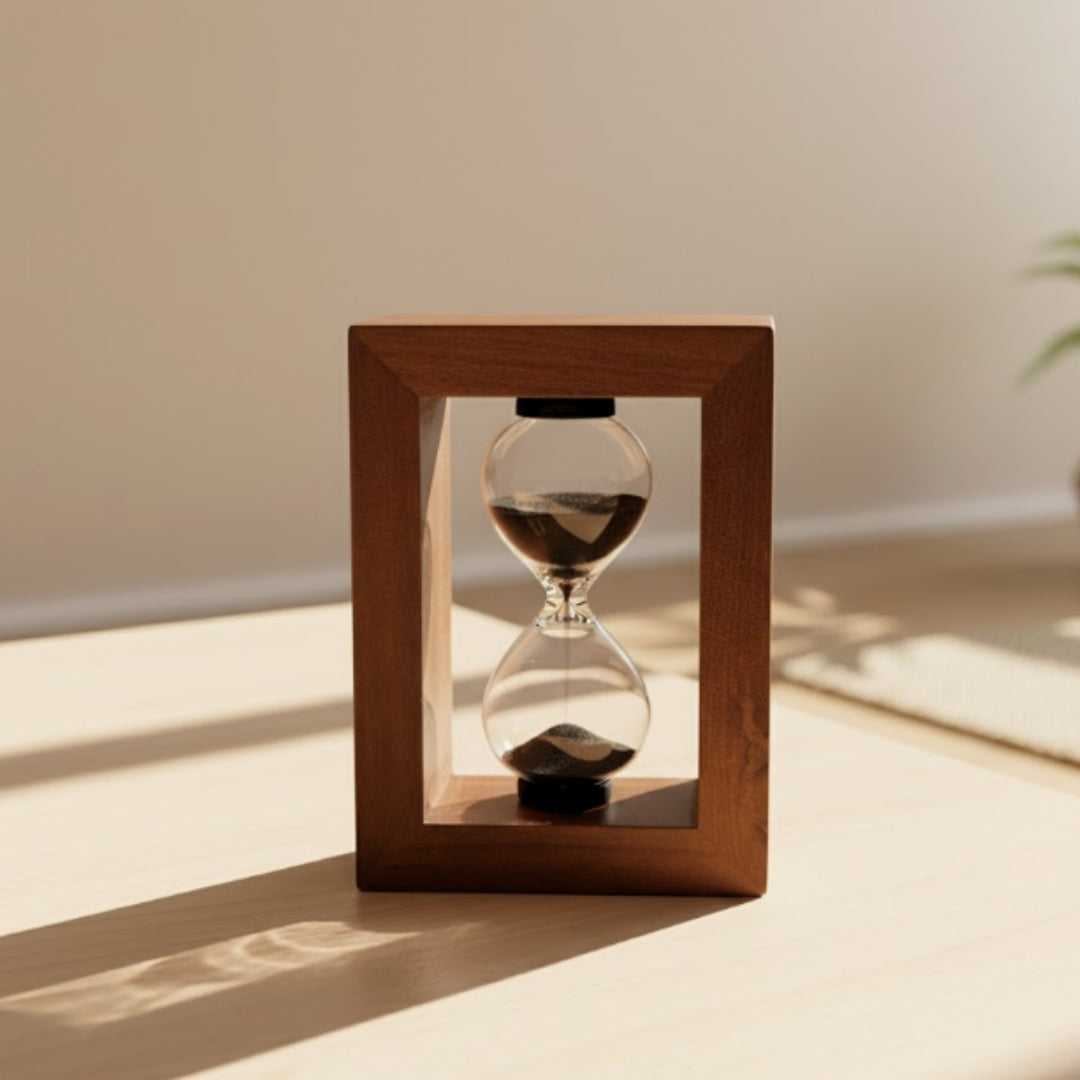 3-Minute Sand Hourglass in a Wooden Frame - Elegant Decoration – M123