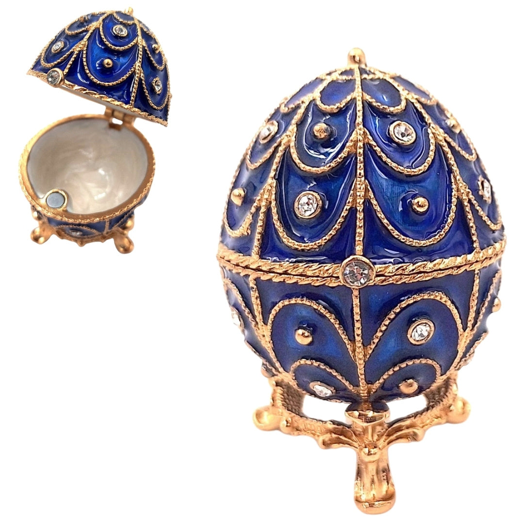 Exclusive Metal Casket with Crystals - Fabergé Egg - B0748-17 BL
