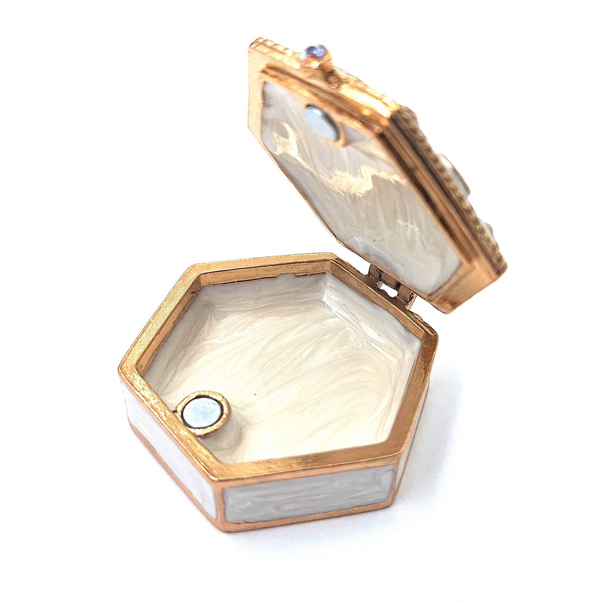 Richly Decorated Metal Gift Box with Crystals - B0035-08WH