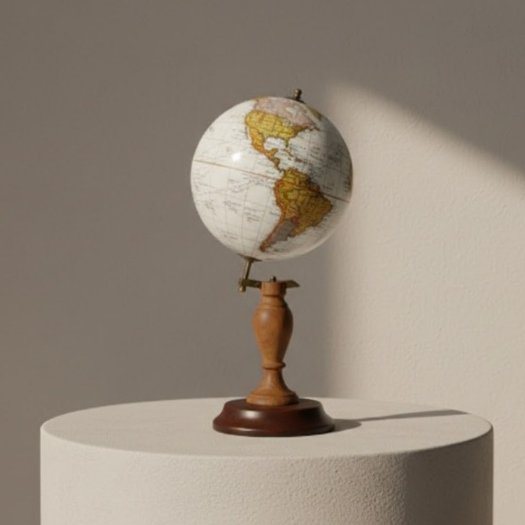 Elegant decorative globe on a wooden base - World GLB-0096B