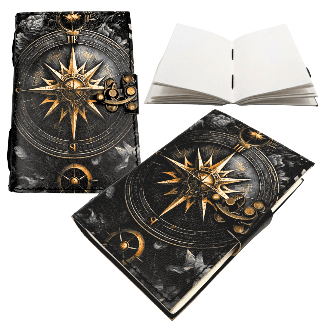 Leather Notebook Retro Diary Compass Rose 200 pages - AH12