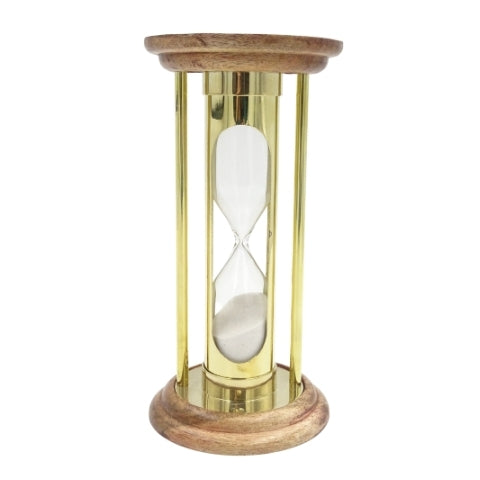 Brass and Wooden Hourglass 5 min Retro Style - NC3031