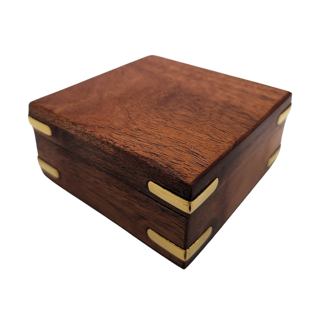 Brass Map Reader Compass in a Retro Wooden Box - NC1087