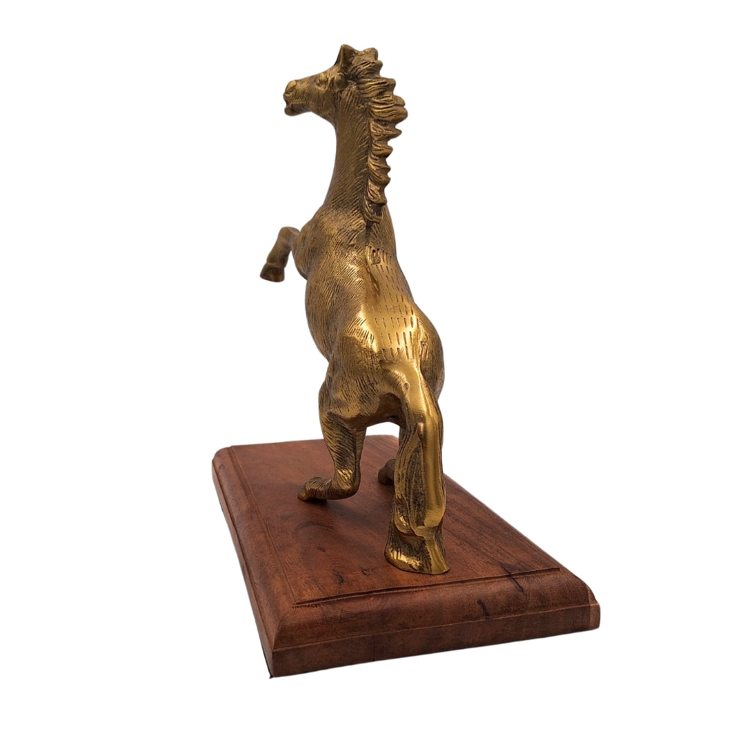 Horse - Aluminum Figurine on a Wooden Base - NI9537