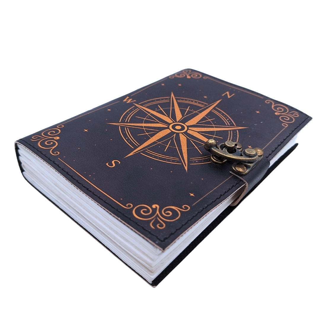 Retro Leather Notebook with Compass Rose – Gift for a Sailor - AH09