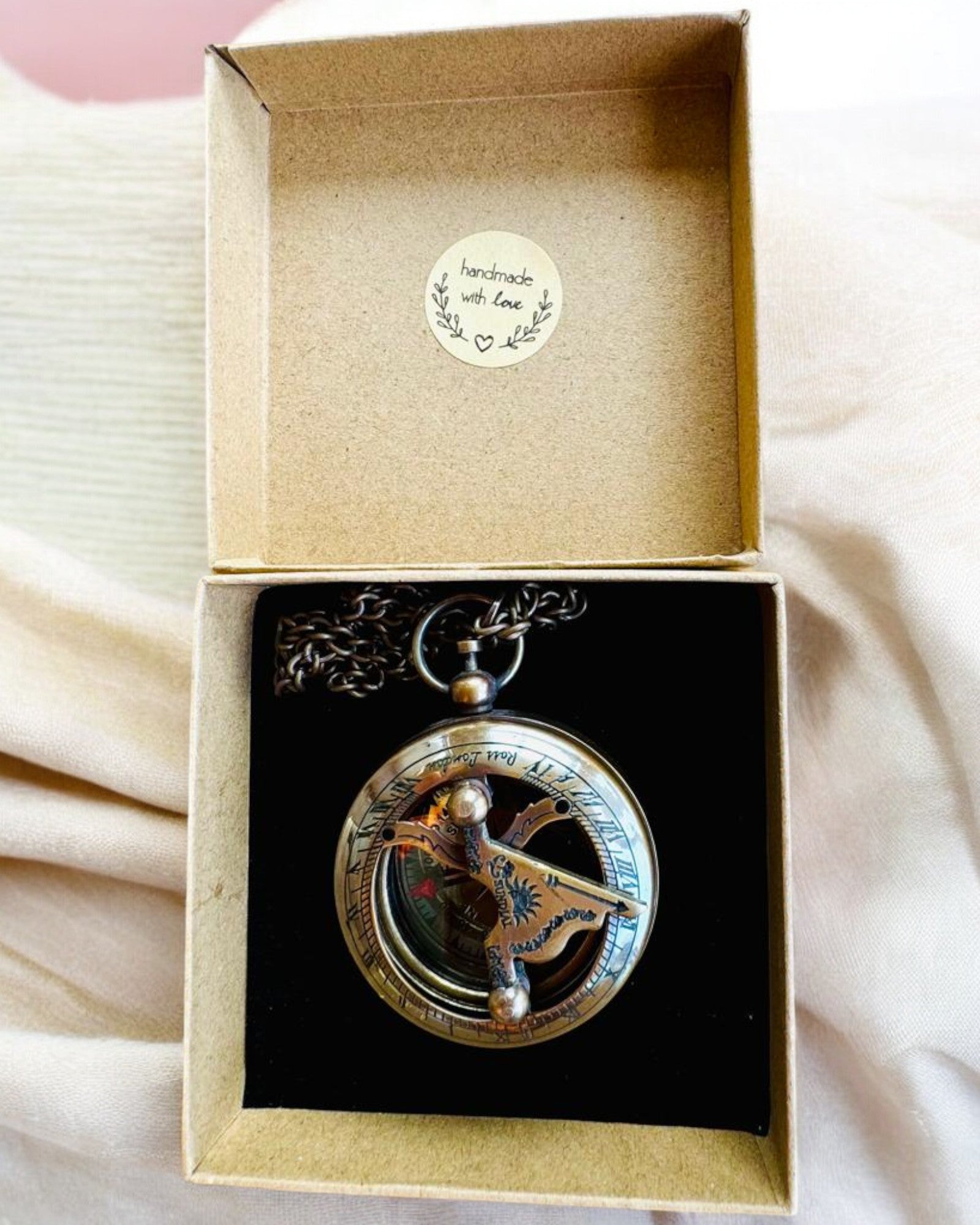 Traveler's Navigation Compass with Engraving, Personalization – Handicraft by Indian Artisans