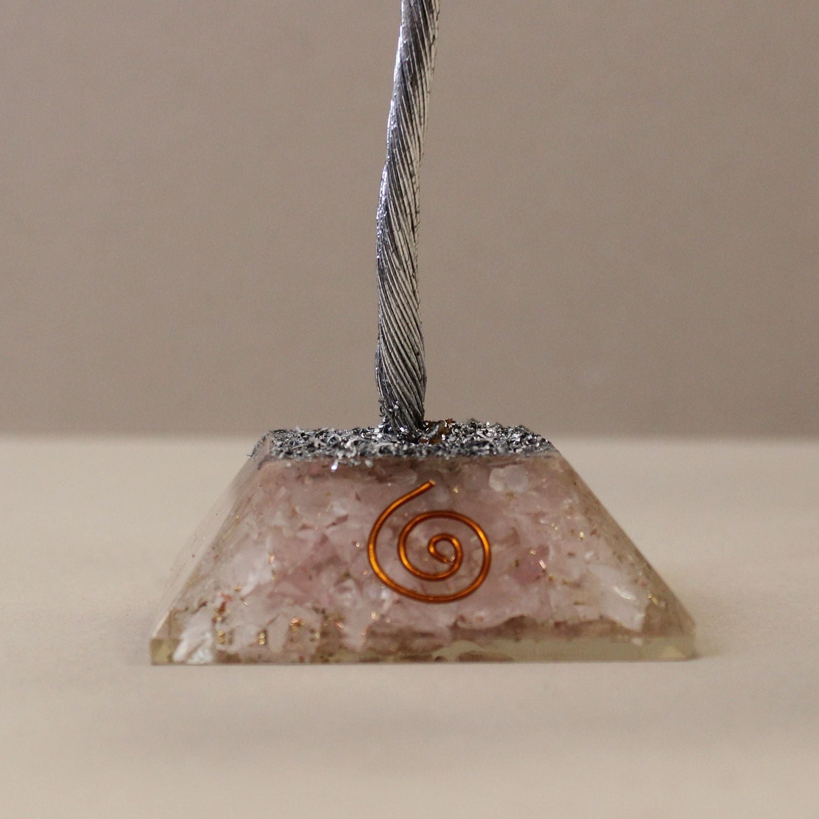Magic Crystal Tree from Rose Quartz on Orgonite Base