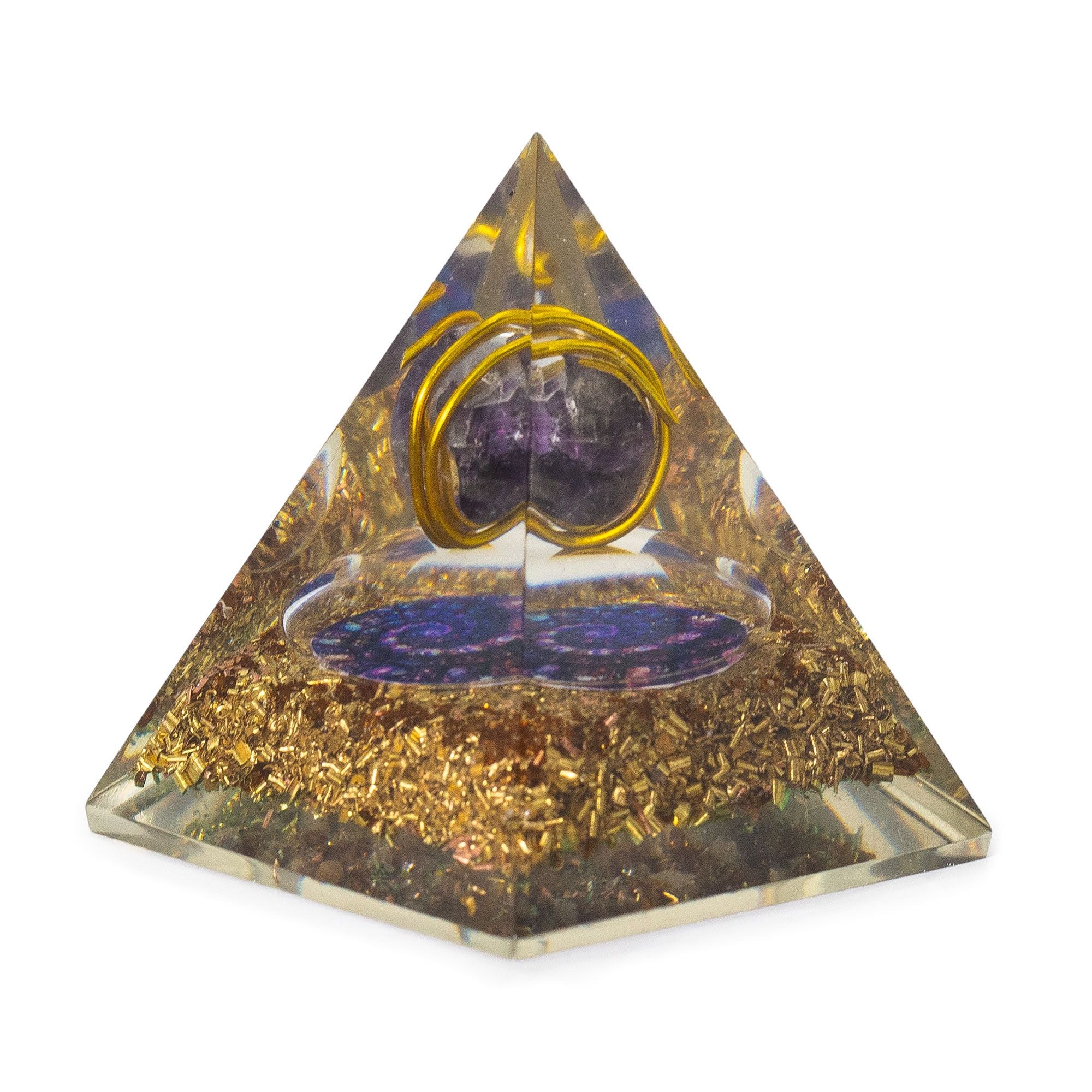 Medium Orgonite Pyramid with Amethyst and Copper 7x6 cm
