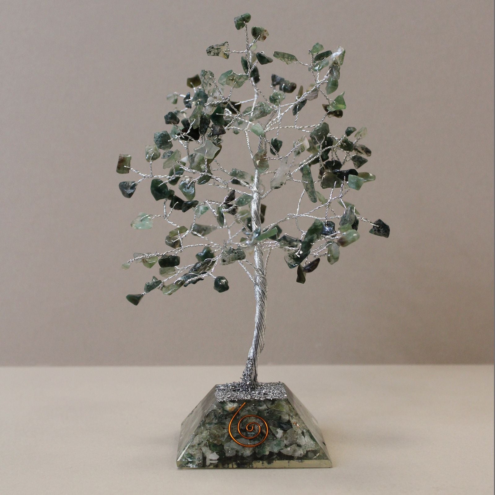 Stone Tree with Orgonite Base - 160 Moss Agate Stones