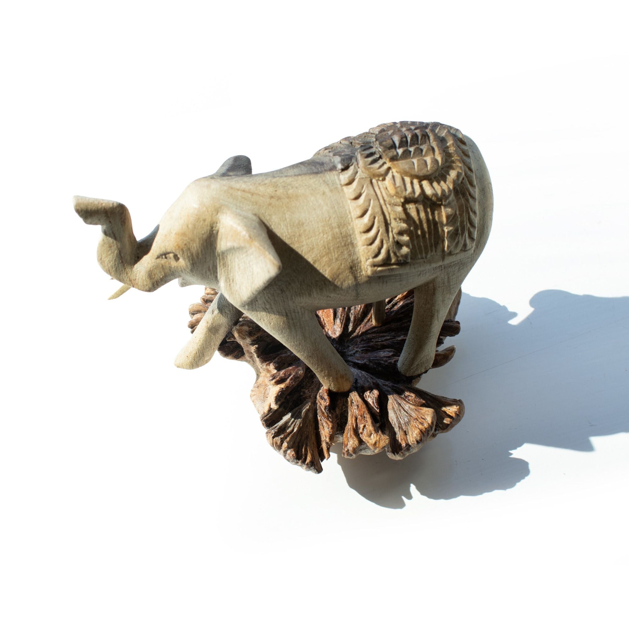 Hand-Carved Elephant Figurine from Parasitic Wood