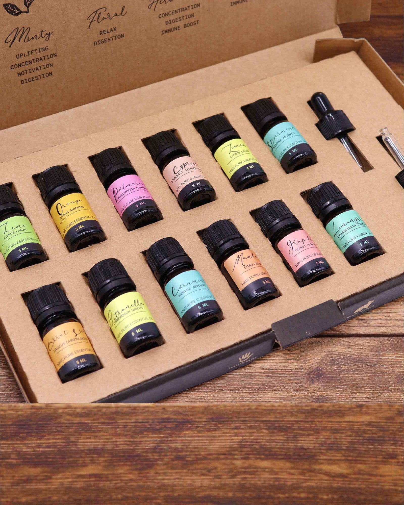 Summer Energy of Nature – Luxury Set of 12 Essential Oils 5 ml with Droppers