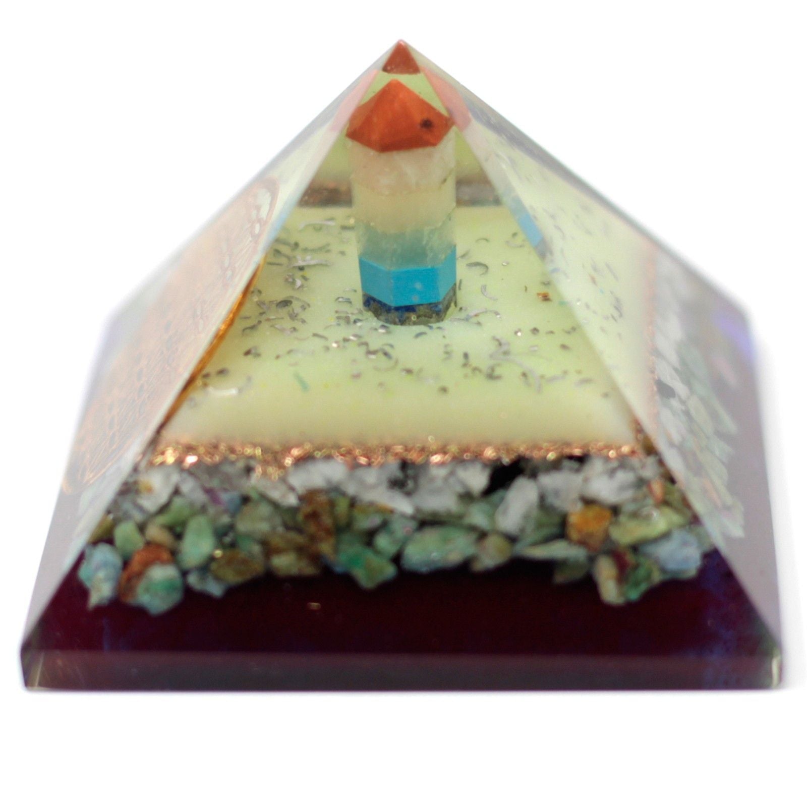 Large Orgonite Pyramid 70mm with Flower of Life Symbol