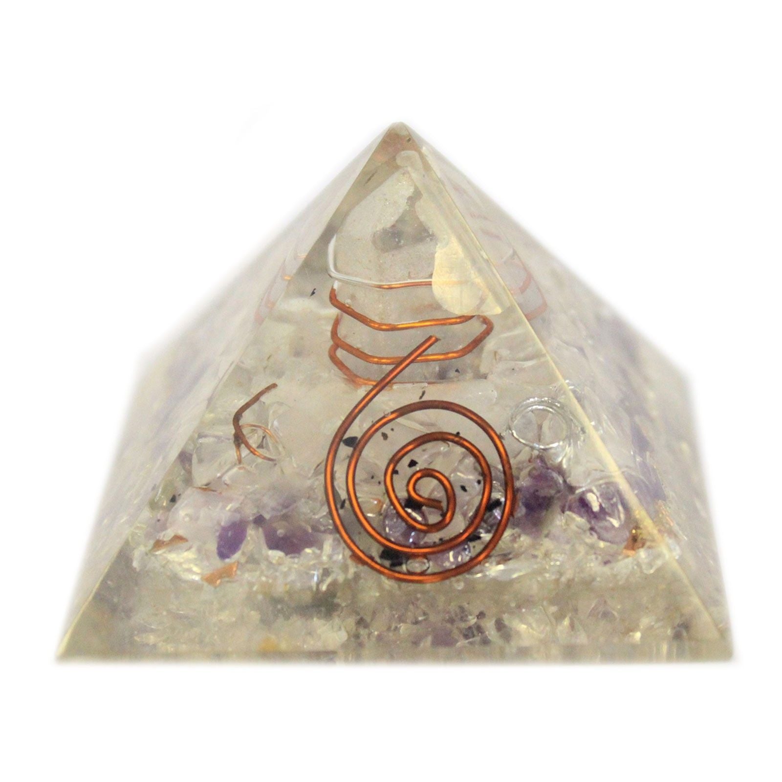 Magic Orgonite Pyramid 55mm with Gemstones and Copper