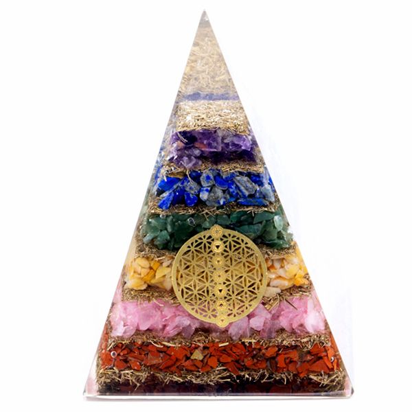 Orgonite Pyramid Seven Chakras and Flower of Life