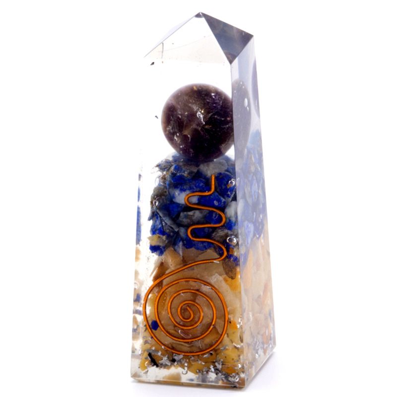 Orgonite Power Obelisk with Copper, Lapis, and Yellow Aventurine