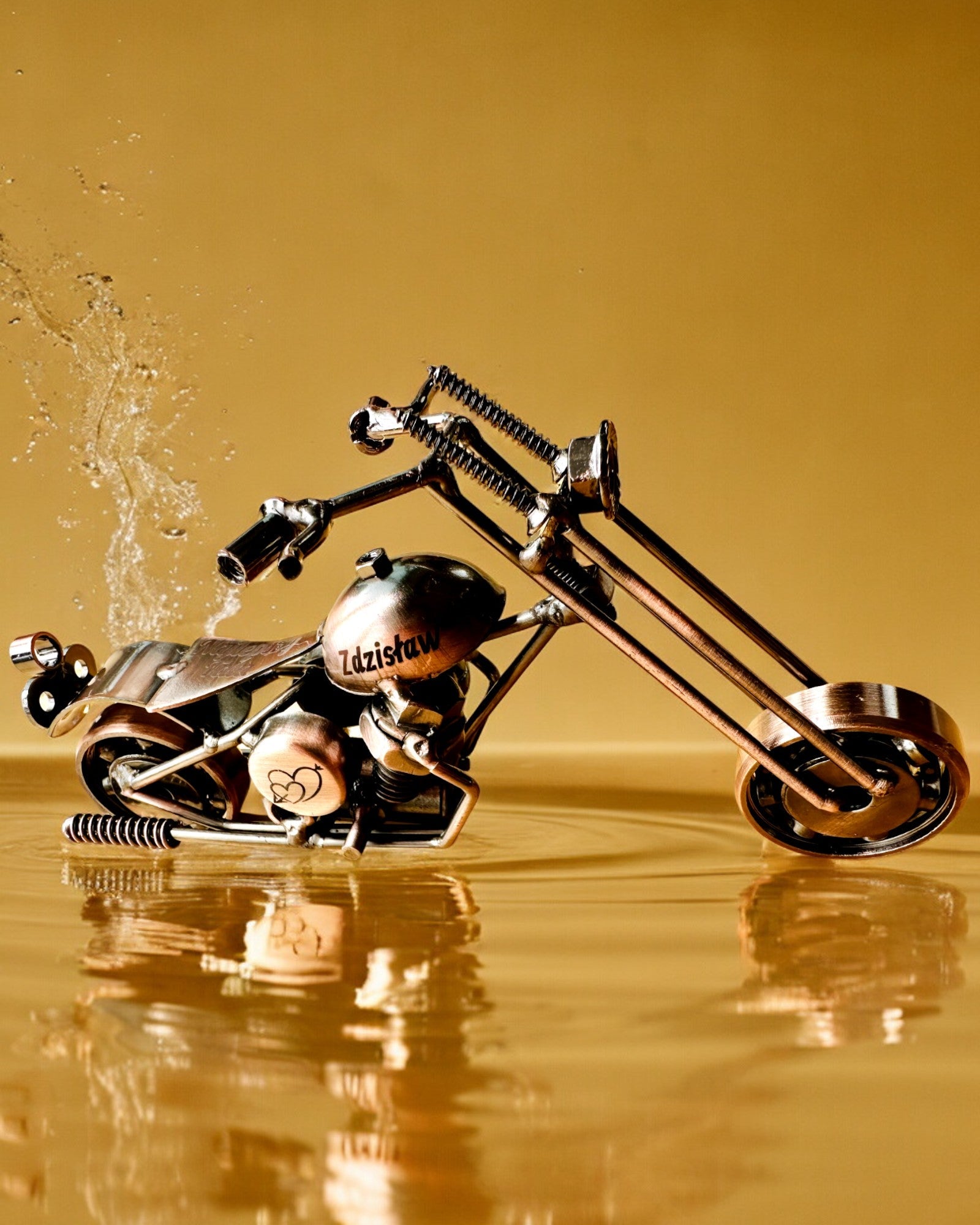 Handmade Iron Motorcycle Model, Chopper, Customization, Engraving for Gift