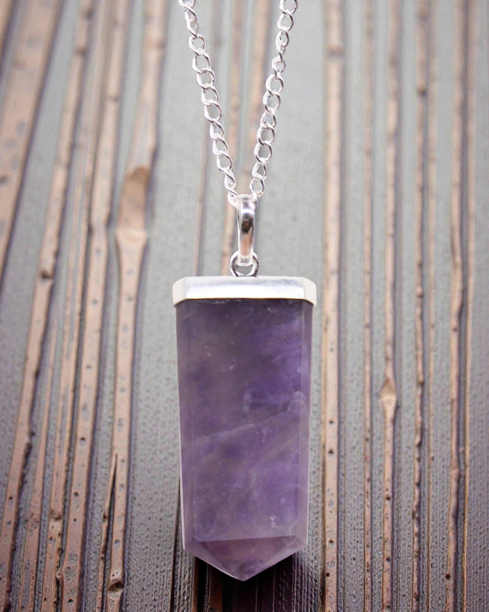 Violet Ray – Flat Amethyst Pendant in Crystal Cut