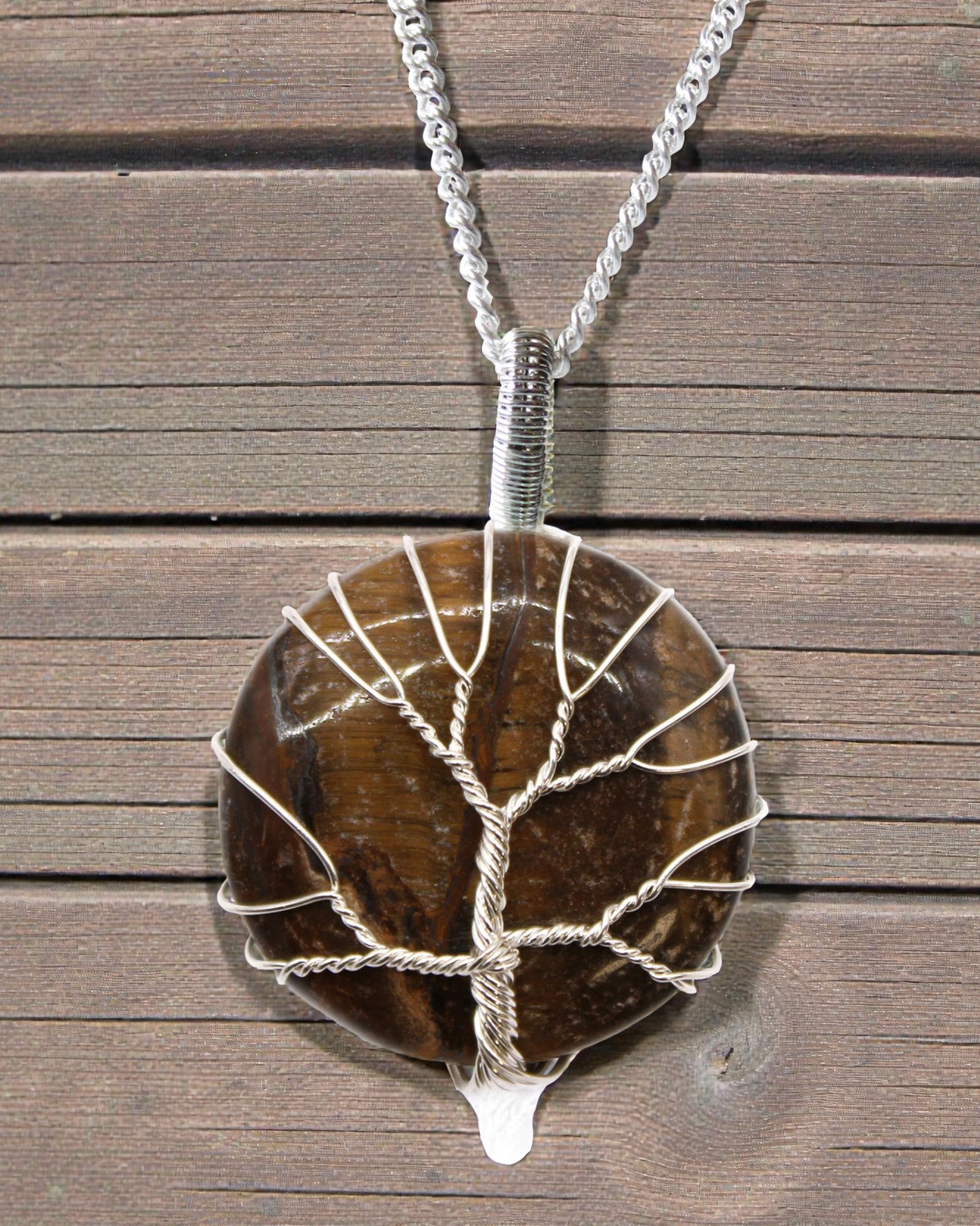 Tree of Courage – Handmade Necklace with Tiger’s Eye and Tree of Life