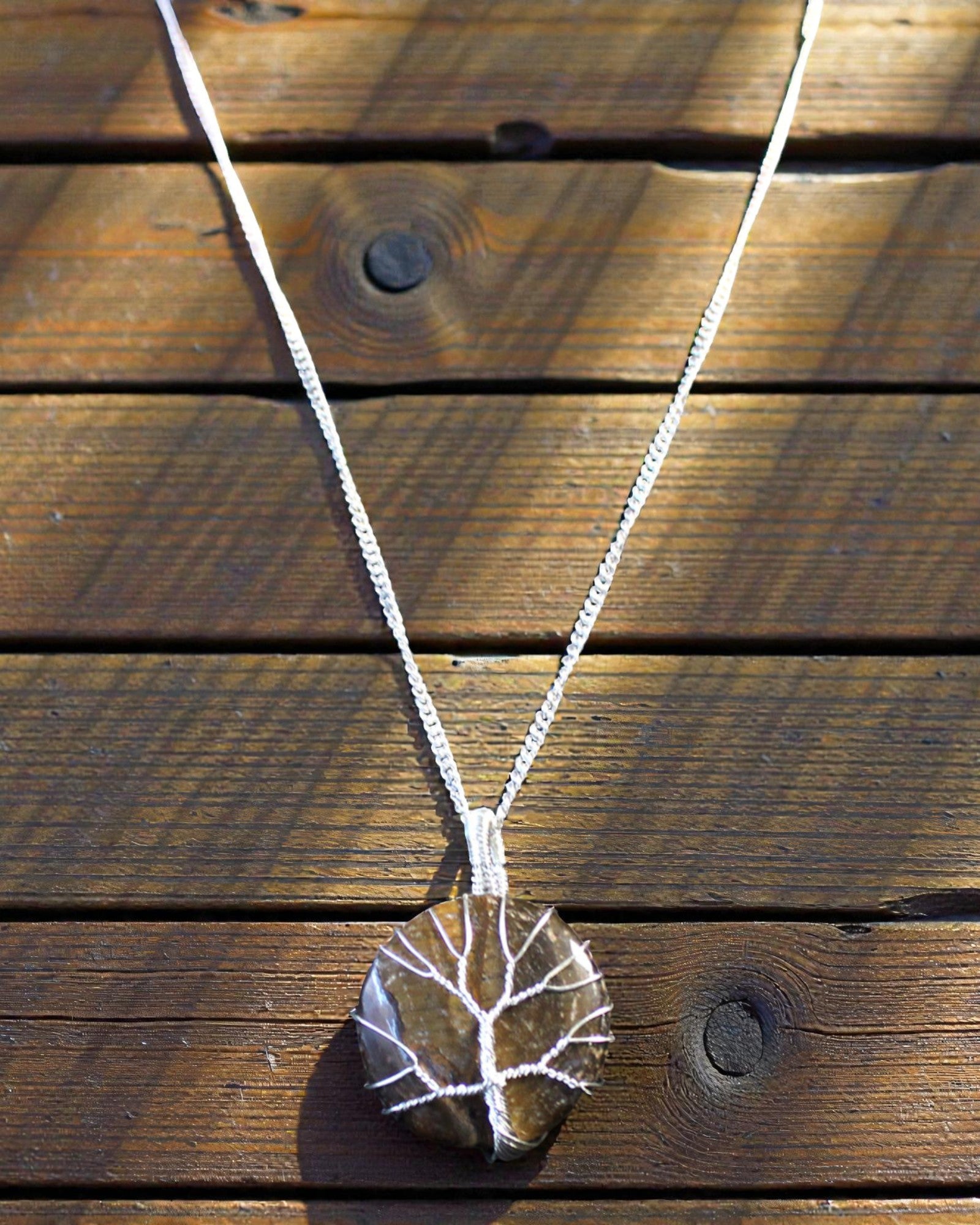 Tree of Courage – Handmade Necklace with Tiger’s Eye and Tree of Life