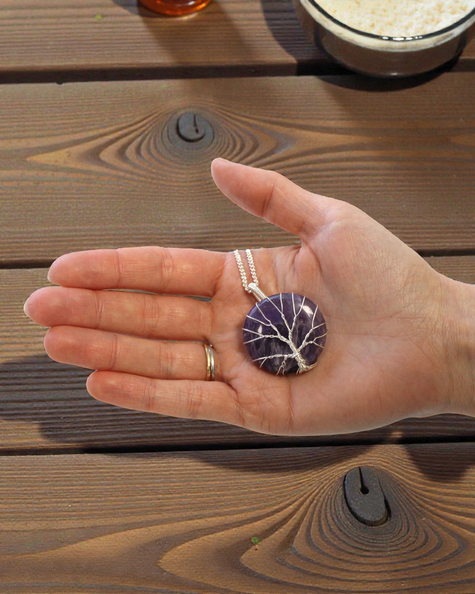 Tree of Harmony – Handmade Necklace with Amethyst and a Tree of Life Motif