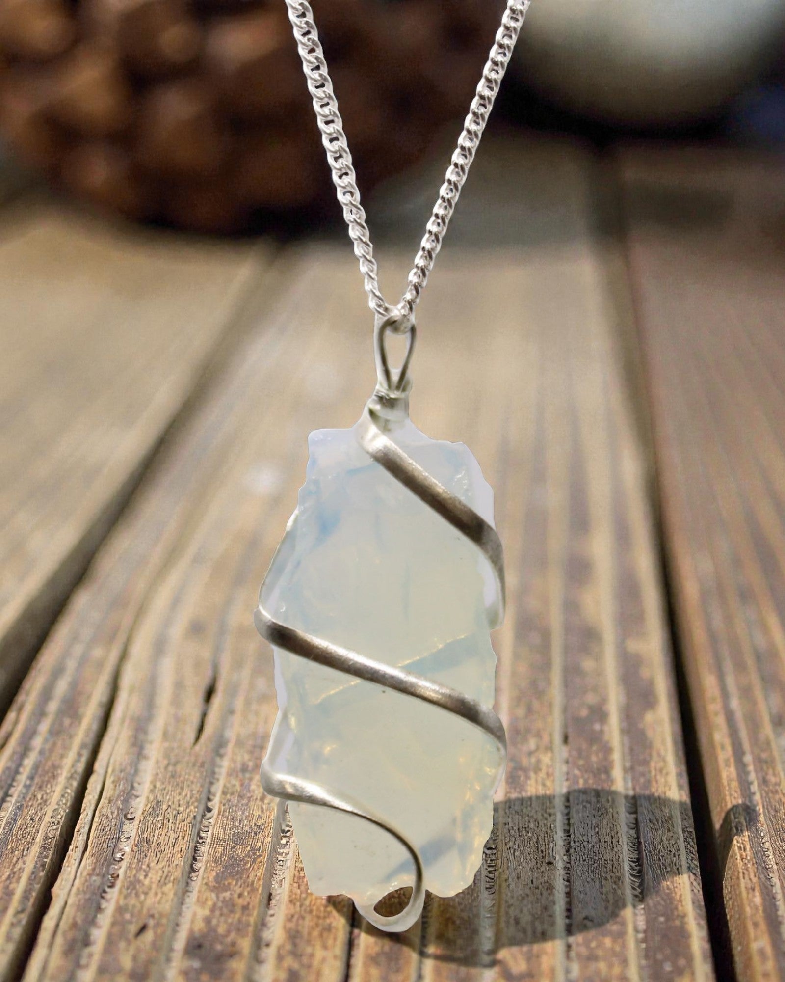Spiral Radiance – Necklace with Raw Opalite