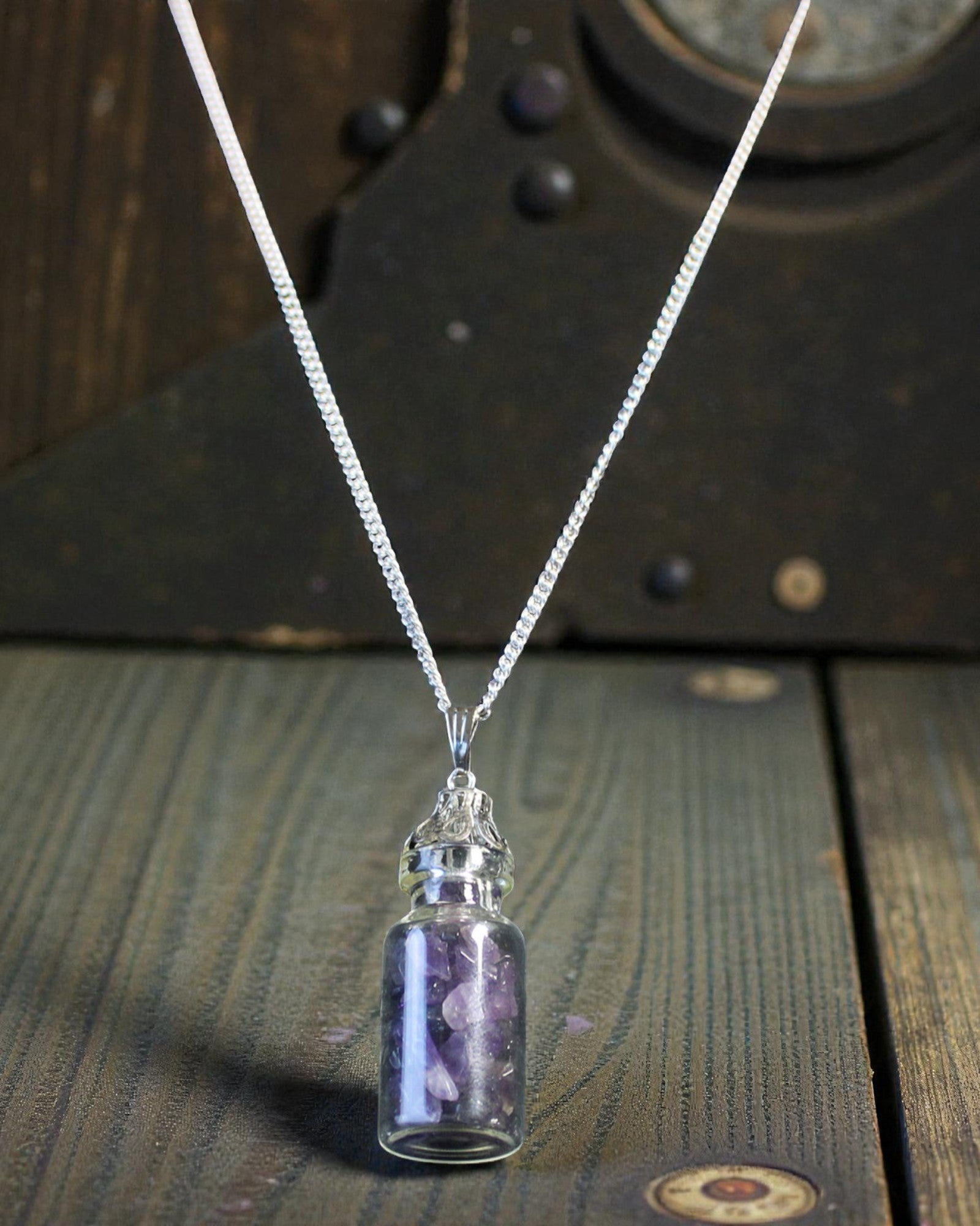 Bottle of Calm – Necklace with Amethyst in a Vial