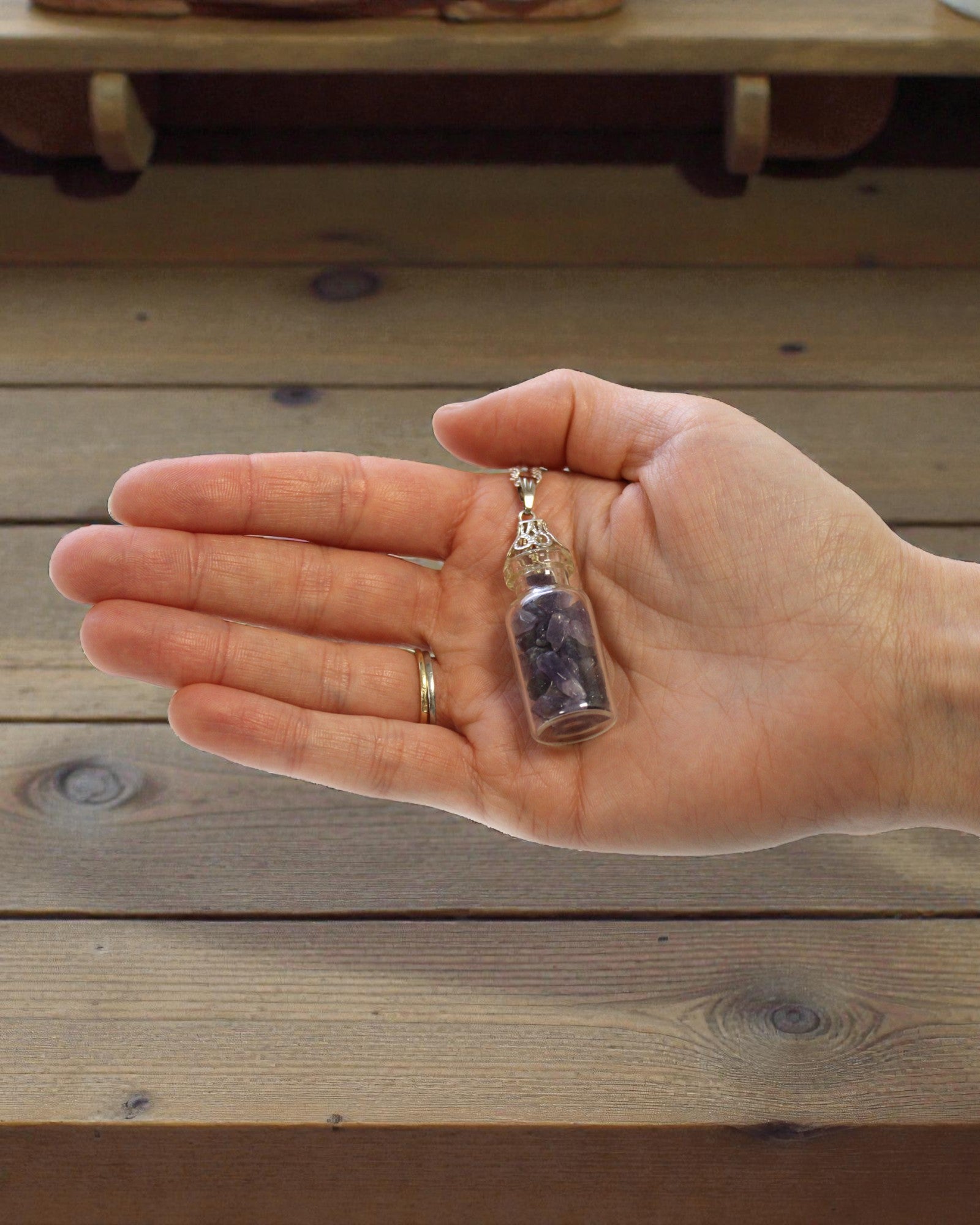 Bottle of Calm – Necklace with Amethyst in a Vial
