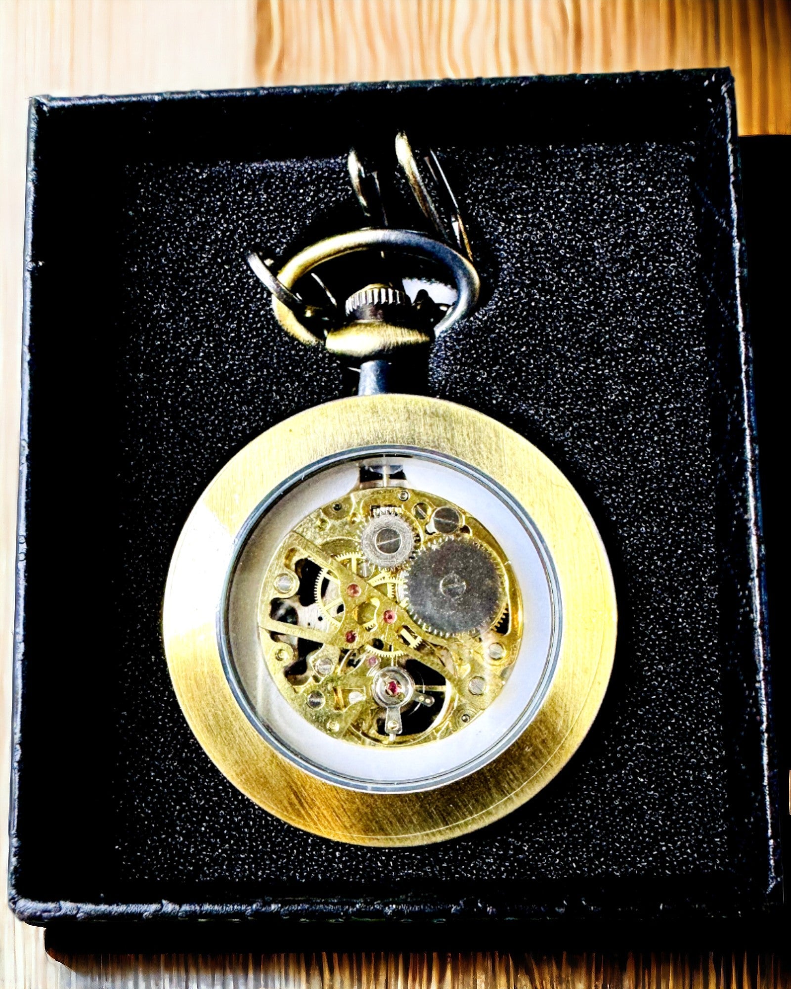 Retro Pocket Watch – Mechanical, Shredded Gold Color with Black, Luxurious, Waterproof, Semi-Automatic, Personalization with Engraving