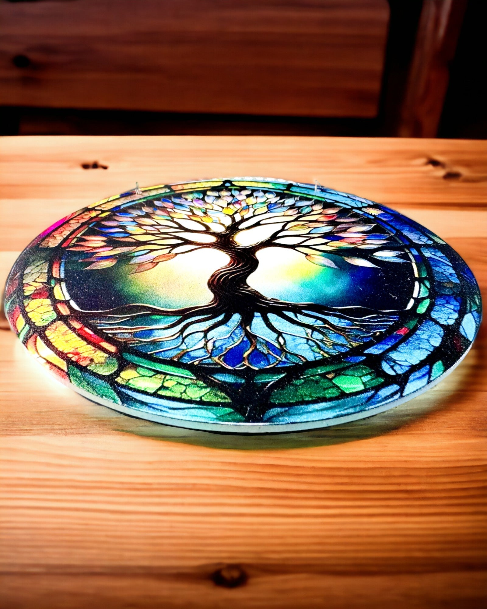 Prismatic Sun Pendant 'Tree of Life' - Colorful Window Decor