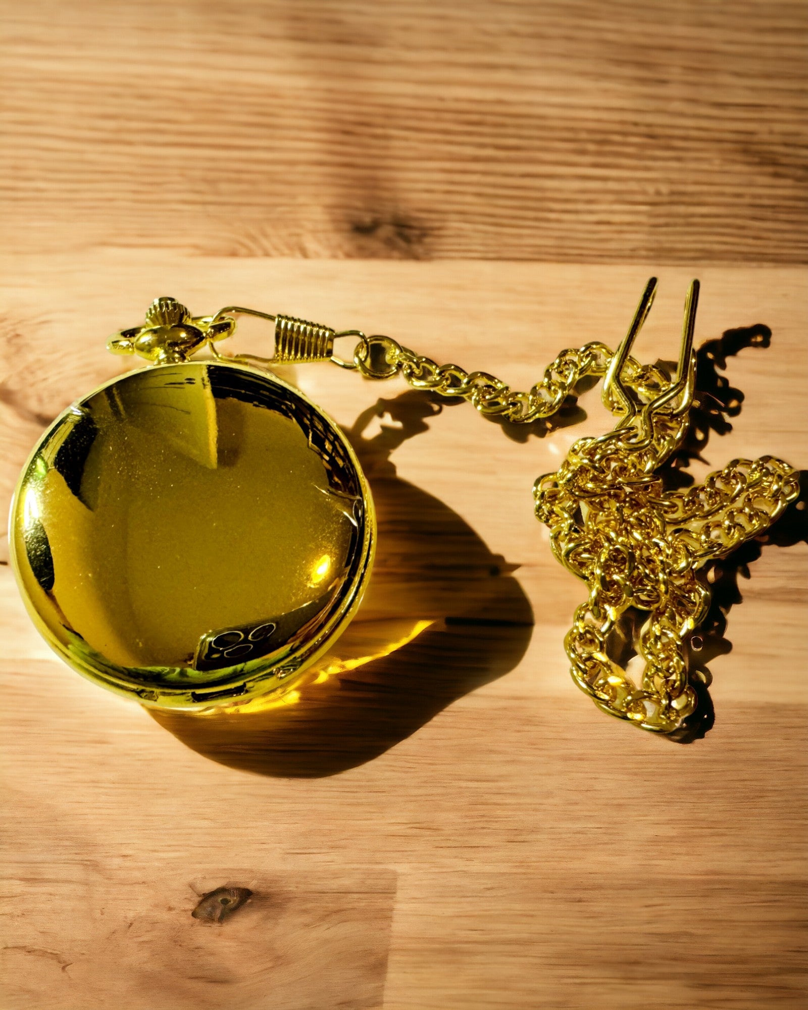 Classic Pocket Mechanical Watch with Double Cover, Manual, Gold Color, with Engraving