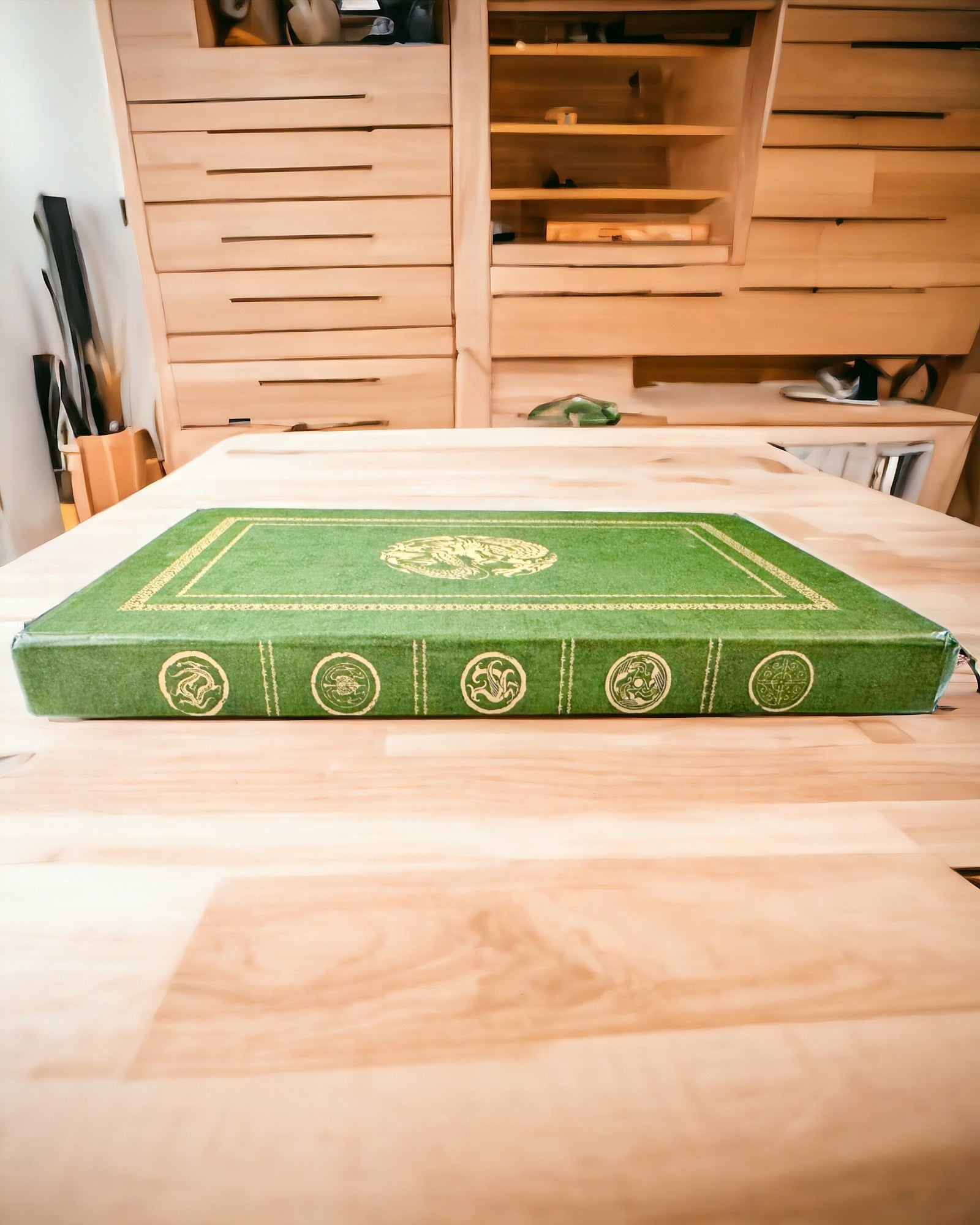 Green Decorative Notebook with Dragon Motif - Fantasy Inspirations, with Engraving