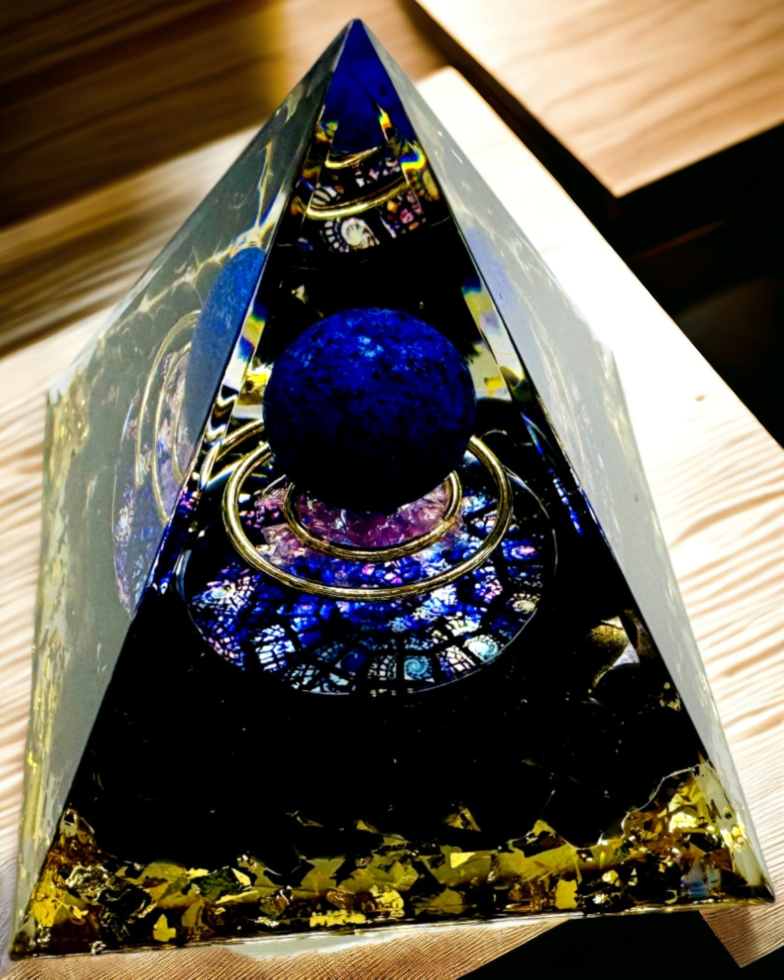 Orgonite Energy Pyramid with Crystals for Meditation – Radiates Positive Energy and Abundance