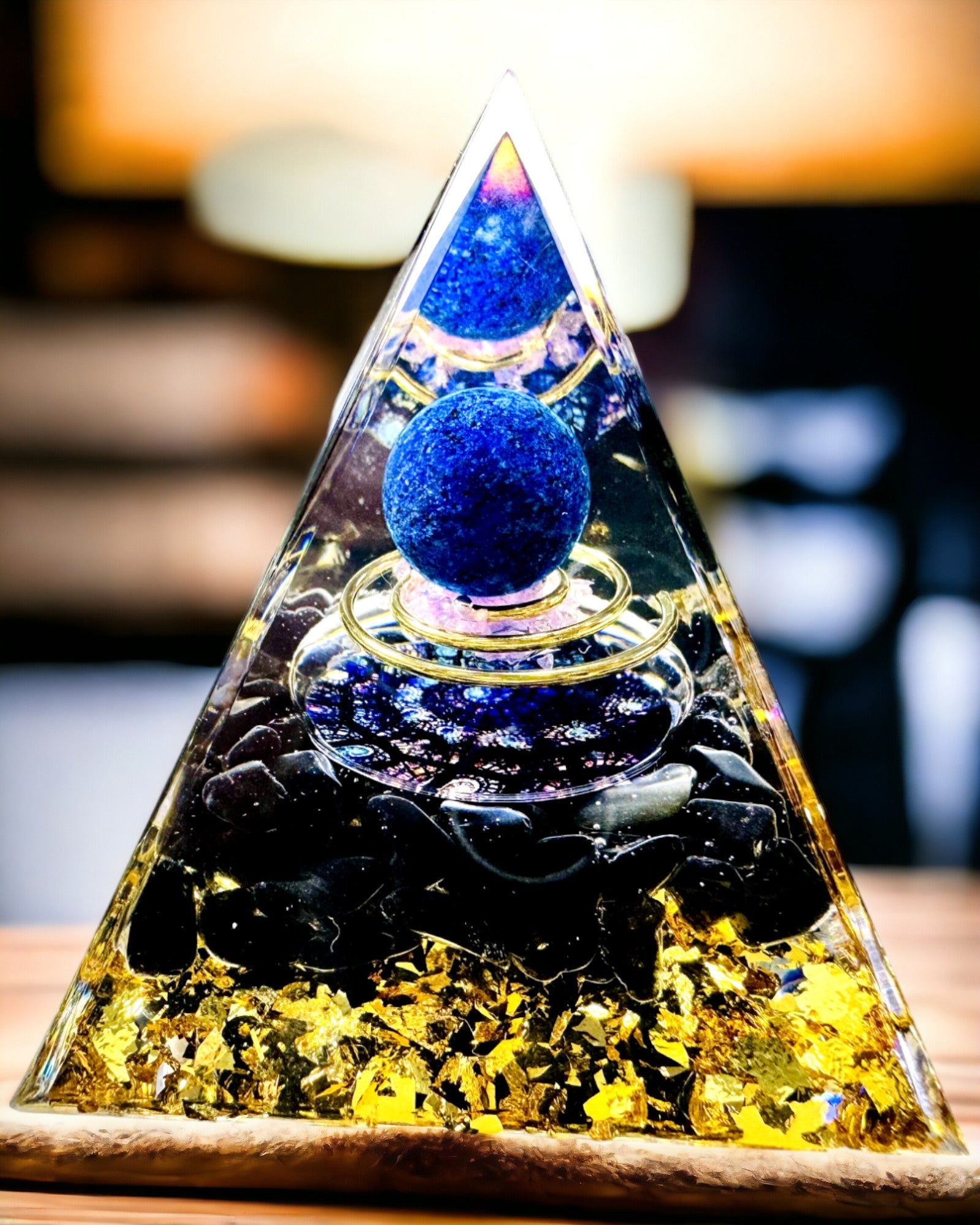 Orgonite Energy Pyramid with Crystals for Meditation – Radiates Positive Energy and Abundance