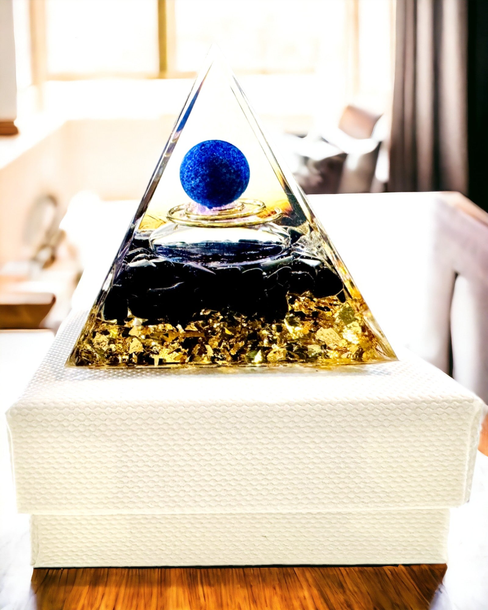 Orgonite Energy Pyramid with Crystals for Meditation – Radiates Positive Energy and Abundance