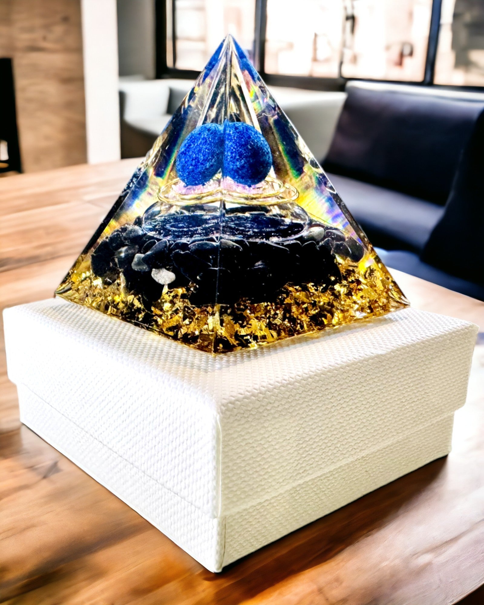 Orgonite Energy Pyramid with Crystals for Meditation – Radiates Positive Energy and Abundance
