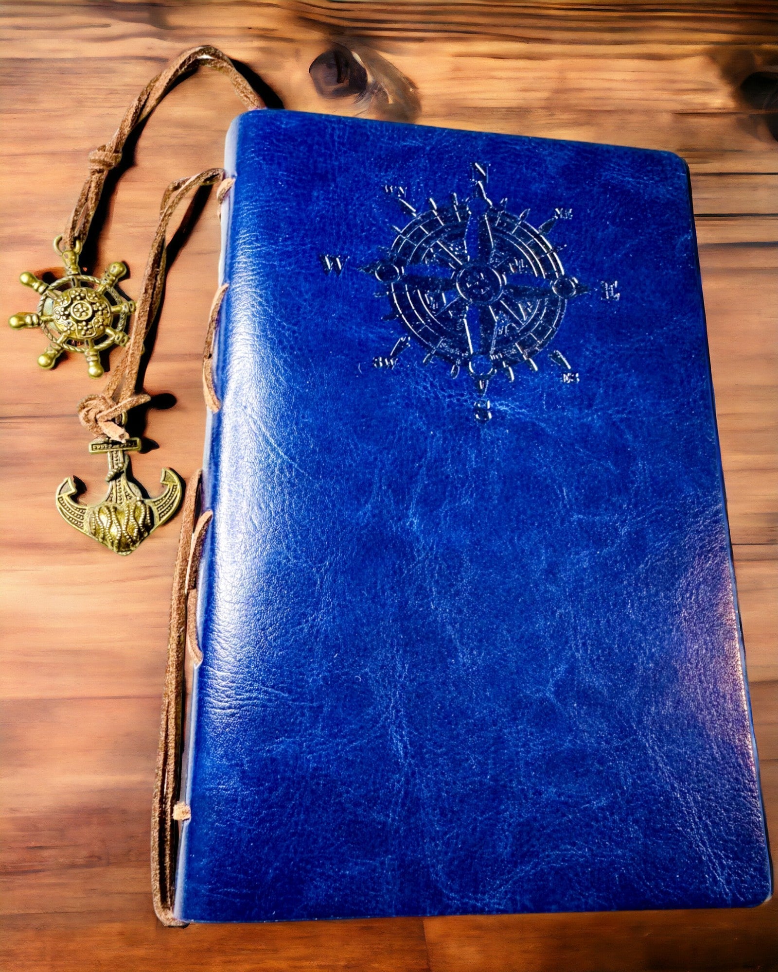 Vintage Sailing Notebook A6 or A7 size - with Compass Motif and Bearing Pages - Available in Various Color Variants, Engraving Option Available