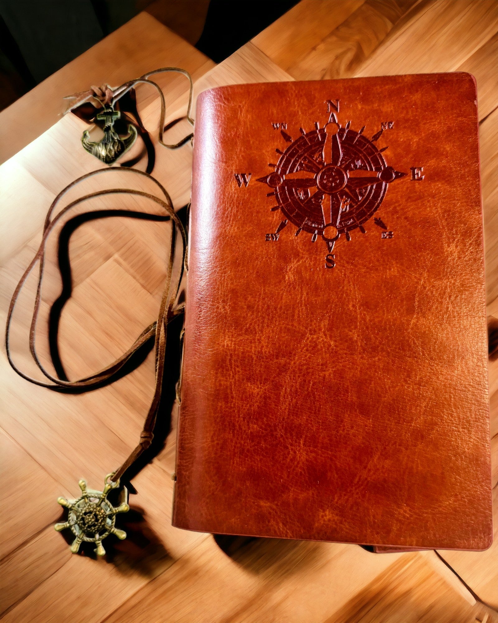 Vintage Sailing Notebook A6 or A7 size - with Compass Motif and Bearing Pages - Available in Various Color Variants, Engraving Option Available