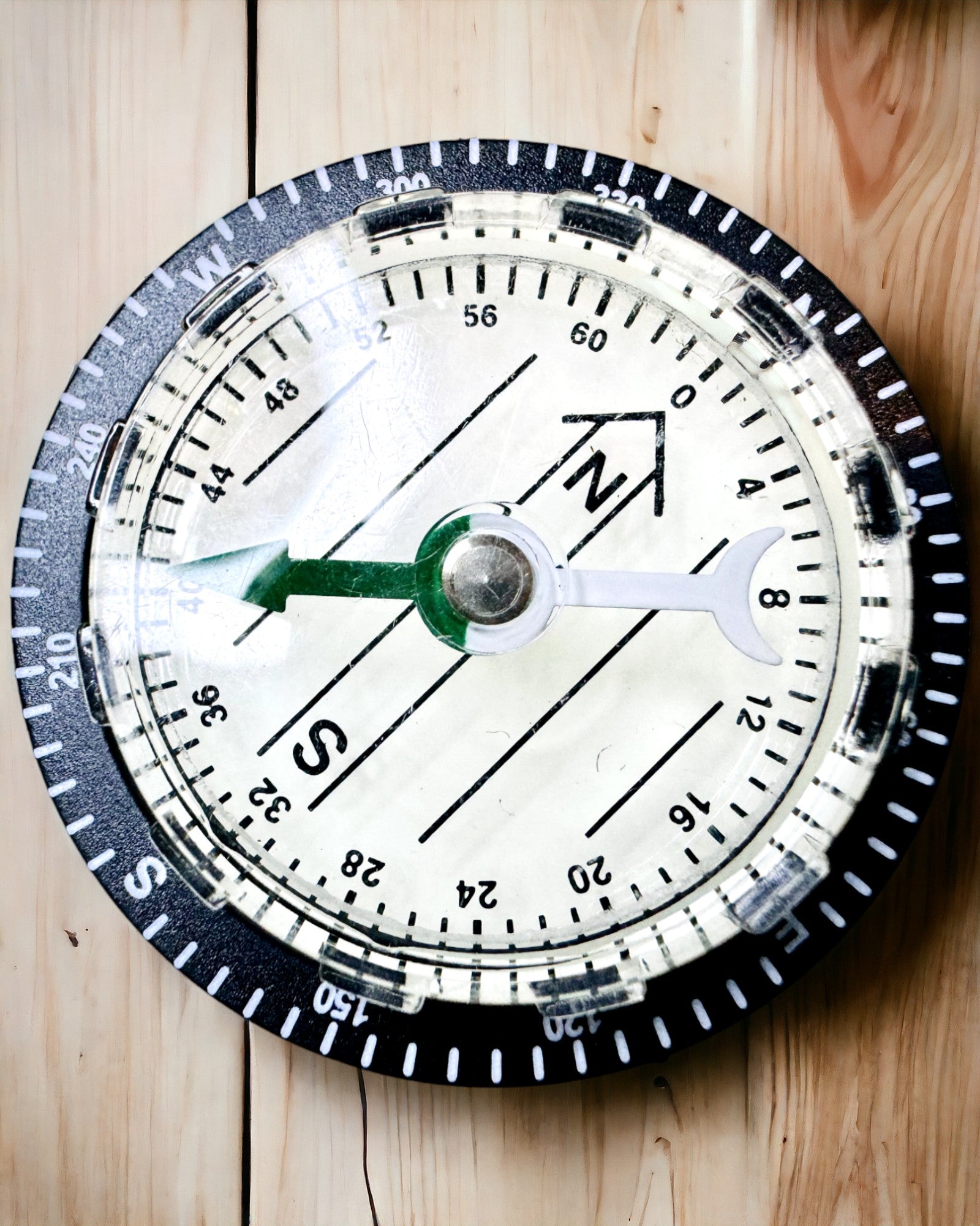 Tourist Compass "Adventurer's Guide" - Transparent, Mini Acrylic with Hanging Cord and Map Scale, with Engraving