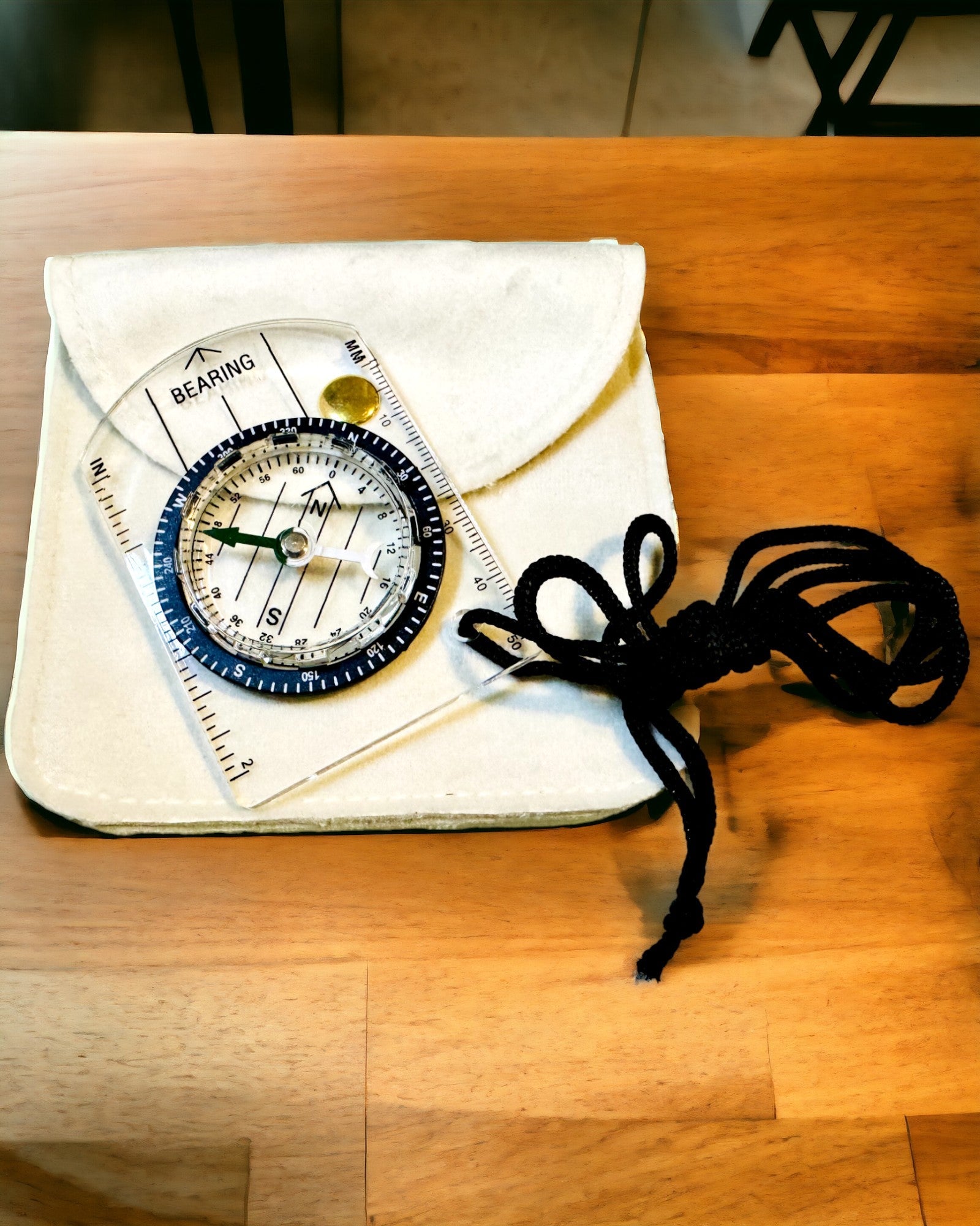 Tourist Compass "Adventurer's Guide" - Transparent, Mini Acrylic with Hanging Cord and Map Scale, with Engraving