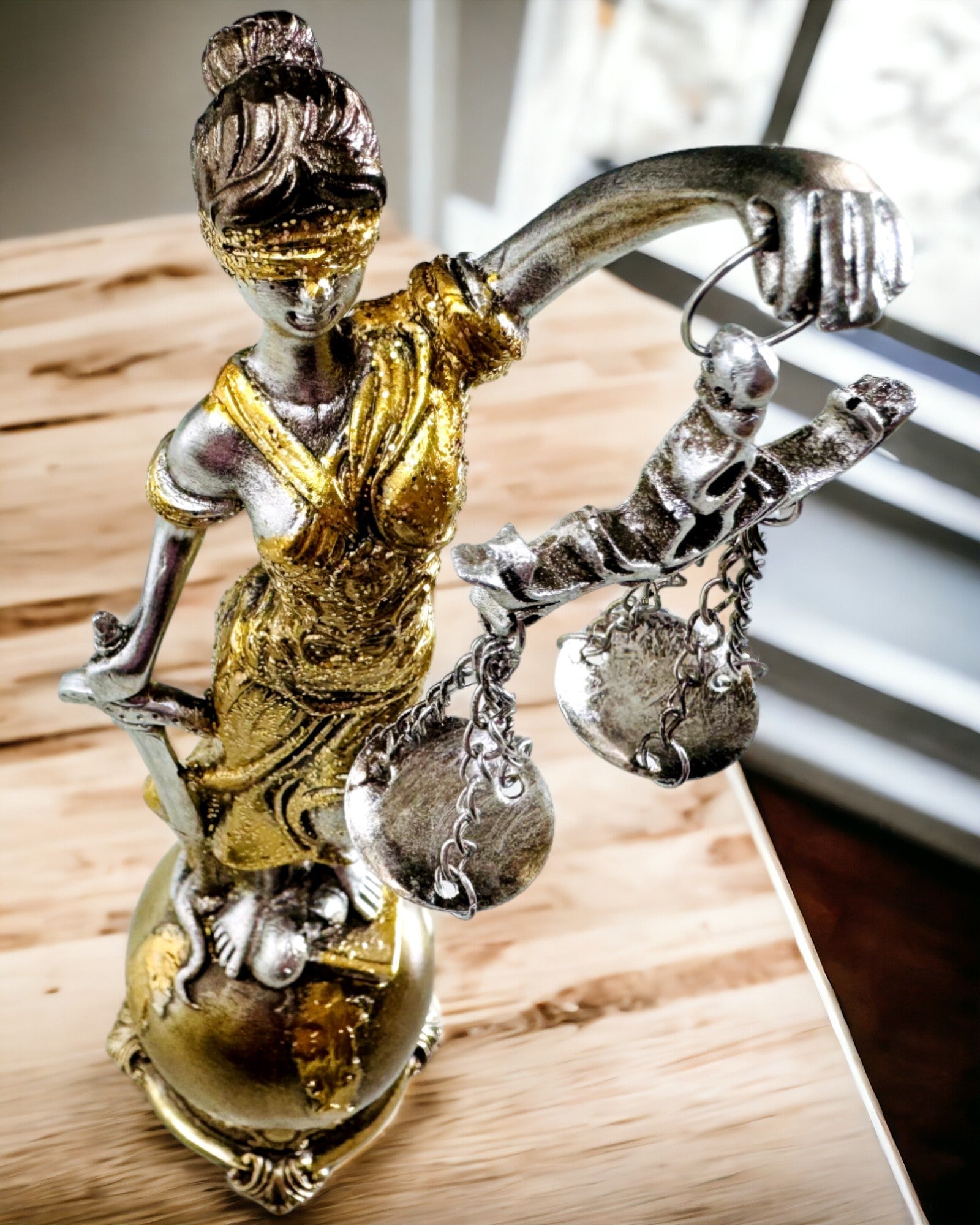 Goddess of Justice Statuette – Artistic Shelf Decoration, Resin Craft, personalization with engraving