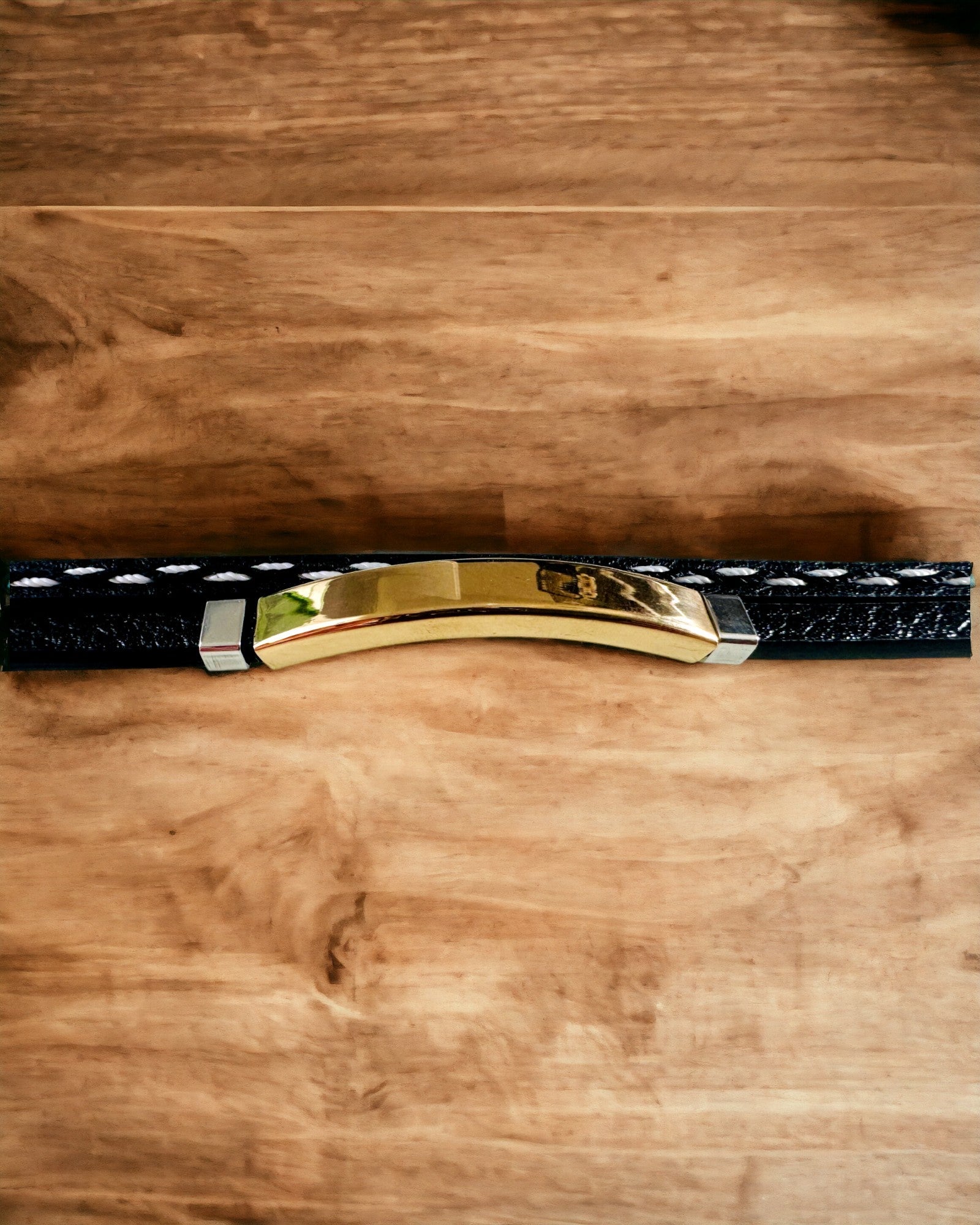 PU Leather and Stainless Steel Sports Bracelet with Engraving Option – 3 Colors