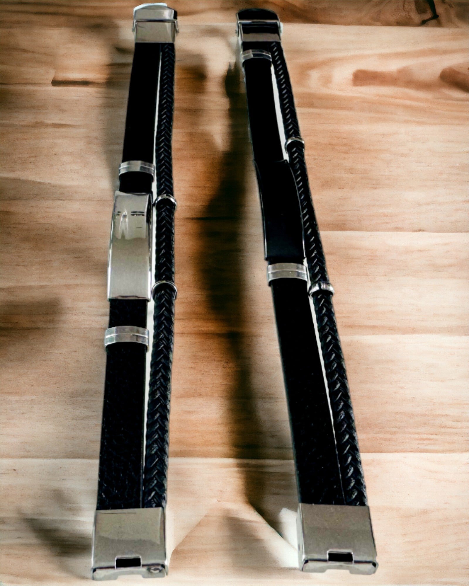 Men's Bracelet with PU Leather and Stainless Steel with Engraving Option – Available in Two Color Variants