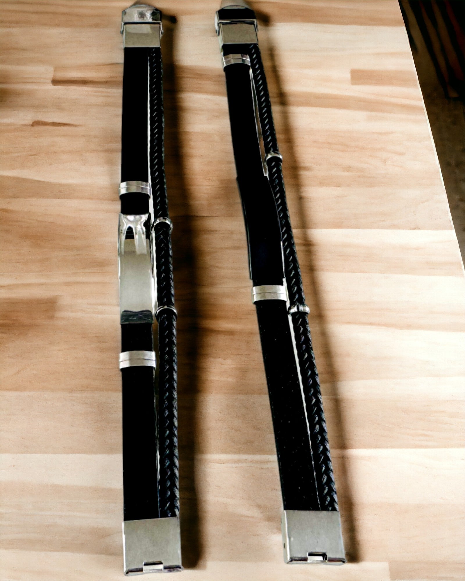 Men's Bracelet with PU Leather and Stainless Steel with Engraving Option – Available in Two Color Variants