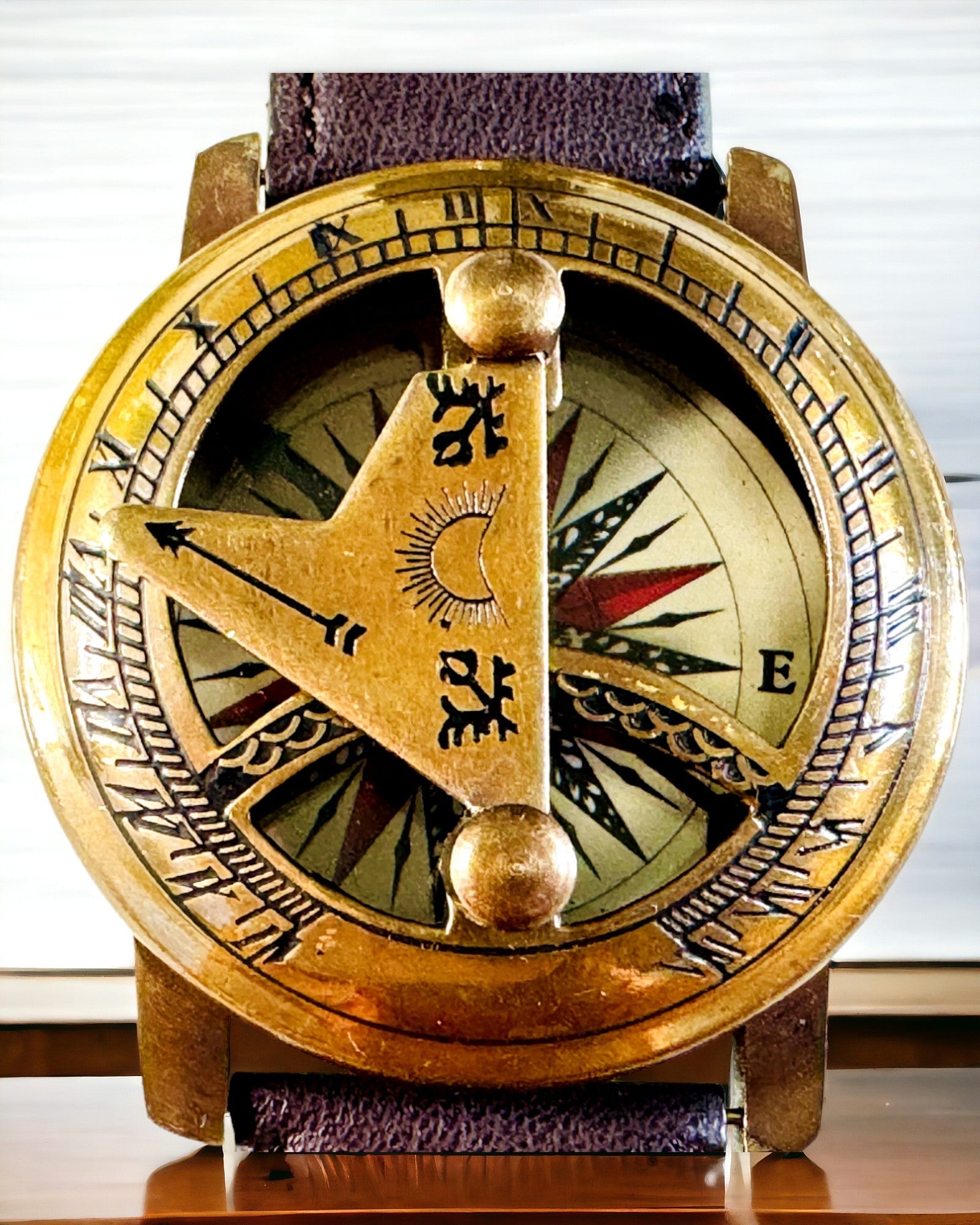 Sundial with Compass - Handcrafted, Authentic Craftsmanship, Engraving Available