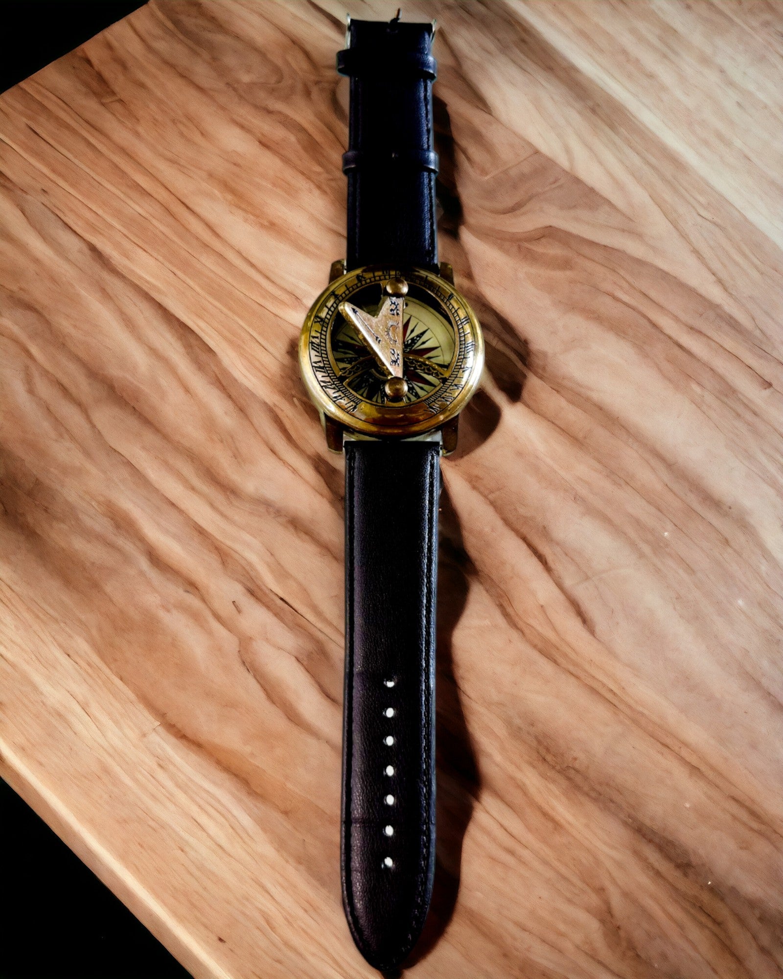 Sundial with Compass - Handcrafted, Authentic Craftsmanship, Engraving Available