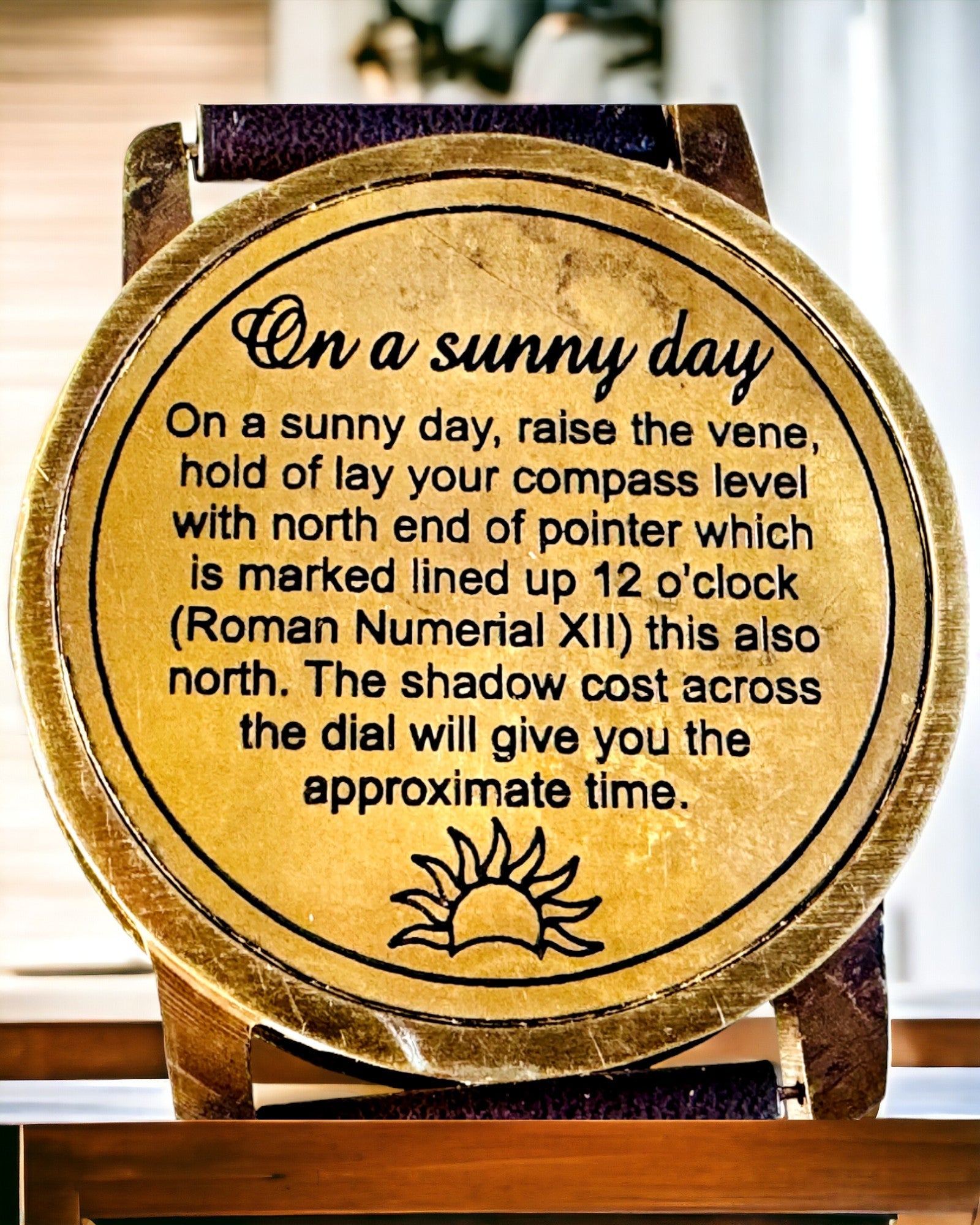 Sundial with Compass - Handcrafted, Authentic Craftsmanship, Engraving Available