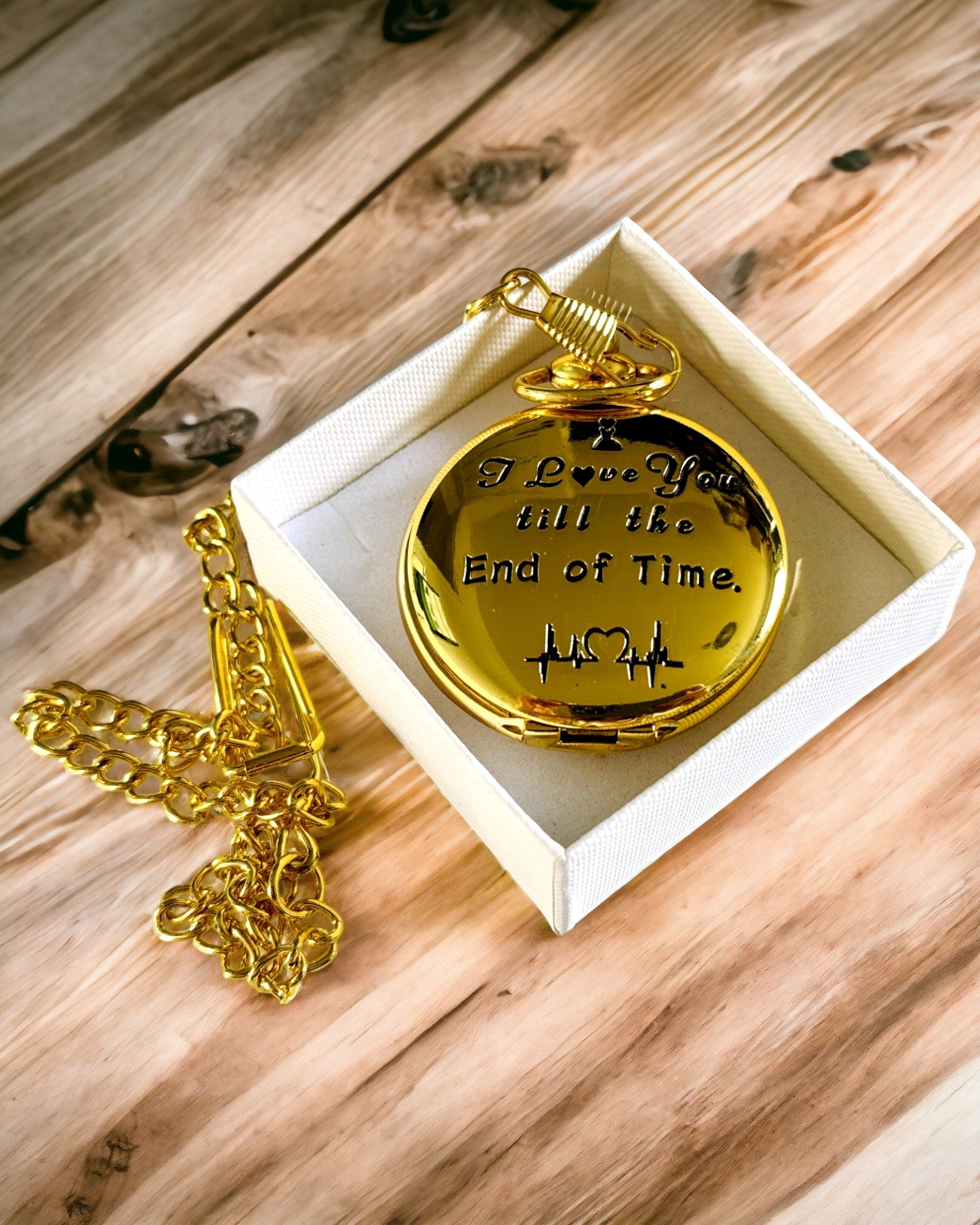 Golden Color Pocket Watch in Retro Style with Engraving Option