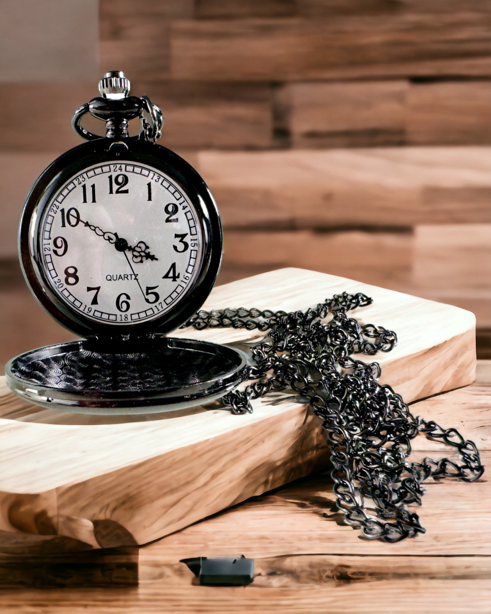 Black Pocket Watch "Classic Elegance" with Engraving Option